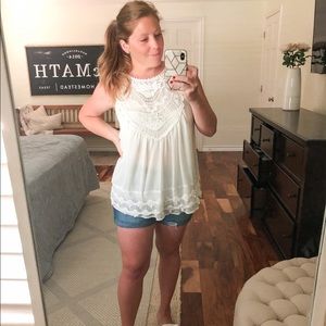 White sheer flowing tank